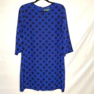 C. Wonder 100% Silk Polka Dot Shift Dress Size M Lined Lightweight Sheath Demure